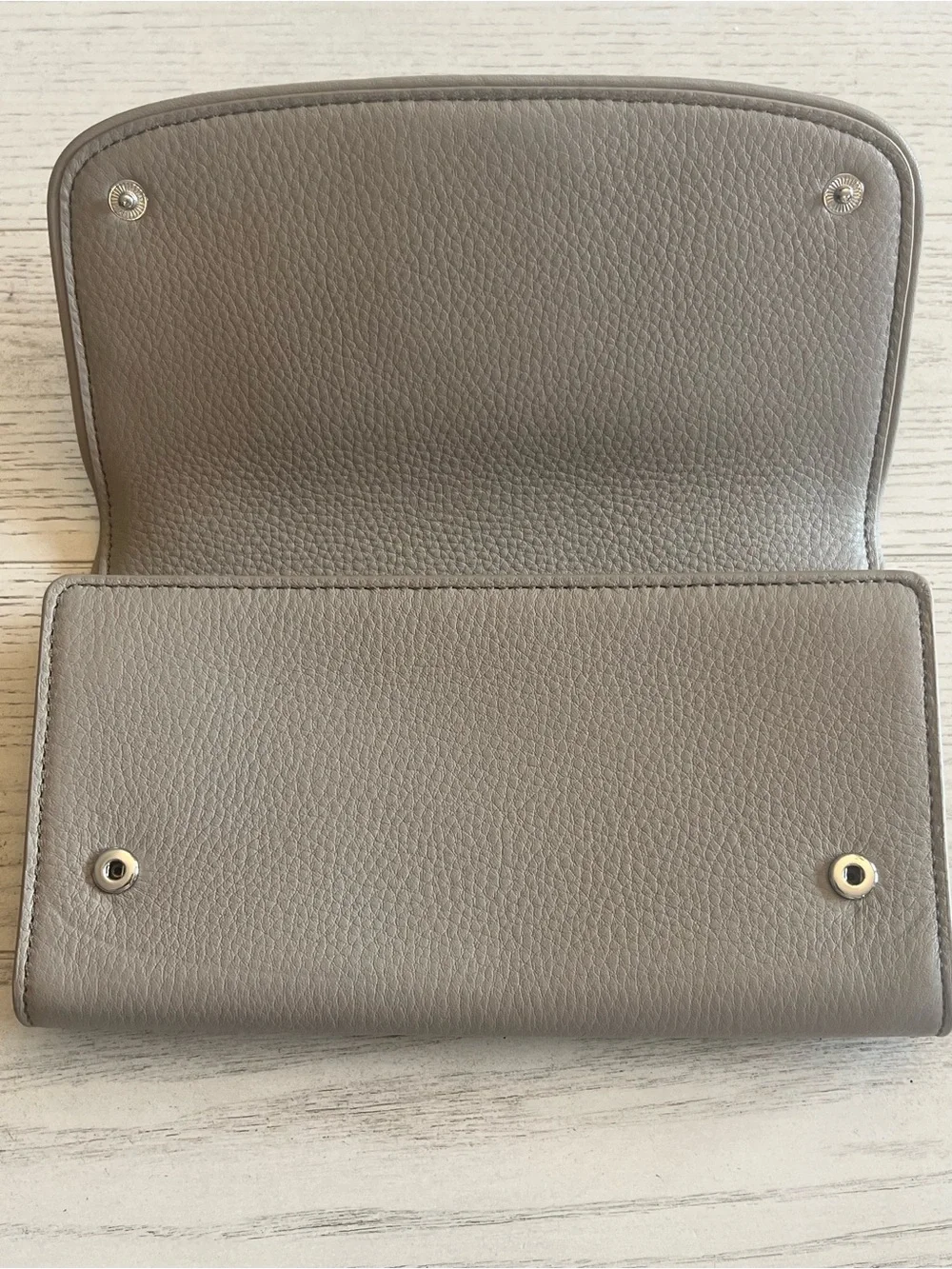 Tory Burch Taupe Leather Logo Continental Wallet